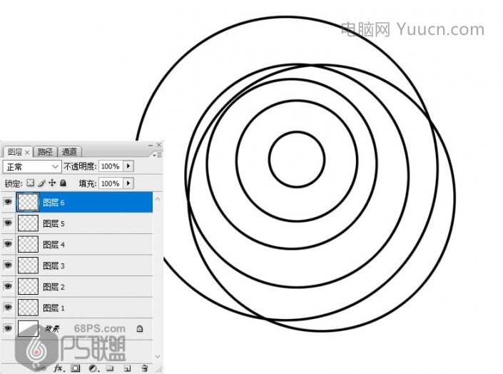 同心圆，PS如何制作同心圆图案_www.yuucn.com