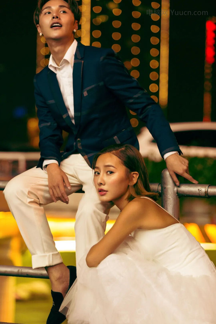 夜景照片，把夜间拍的人物调出暖色人像效果_www.yuucn.com