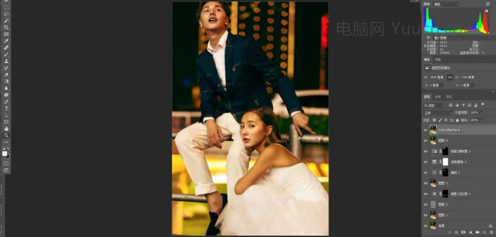 夜景照片，把夜间拍的人物调出暖色人像效果_www.yuucn.com