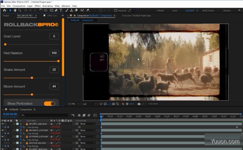 AE/PR一键快速生成8mm胶片噪点刮痕光效叠加效果插件 ROLLBACK8 Pro + 使用教程