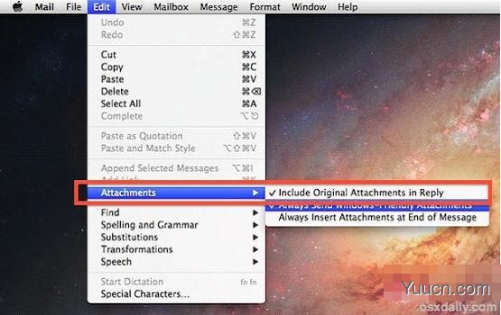 Mac OS X如何在回复邮件时包含附件不让其消失