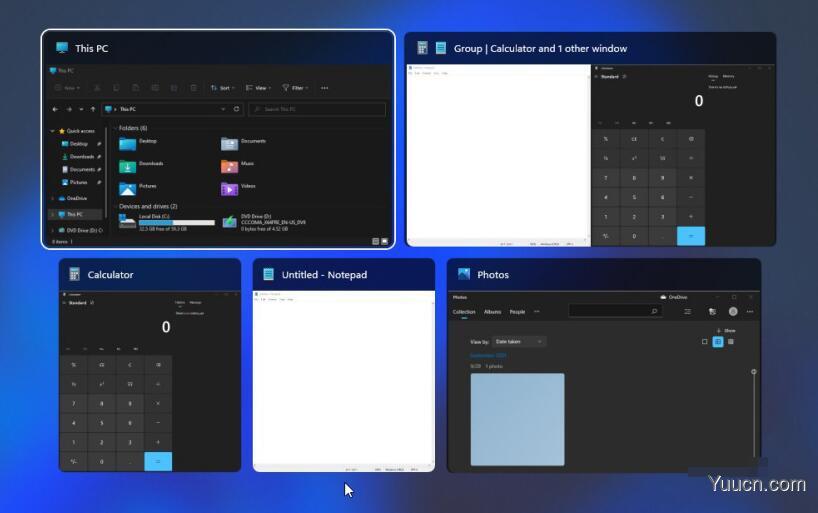 Win11 快照组新功能体验：可直接 Alt + Tab 切换，一键返回布局