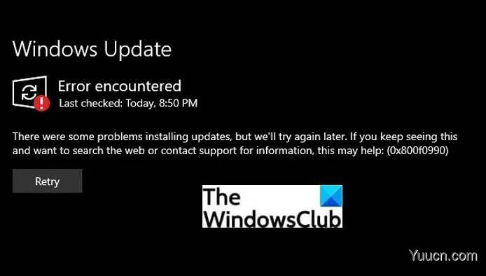 KB5004296无法安装，提示错误代码：0x800f0990的解决方法