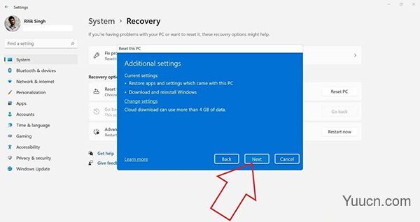 win11重置系统保留个人文件的方法步骤