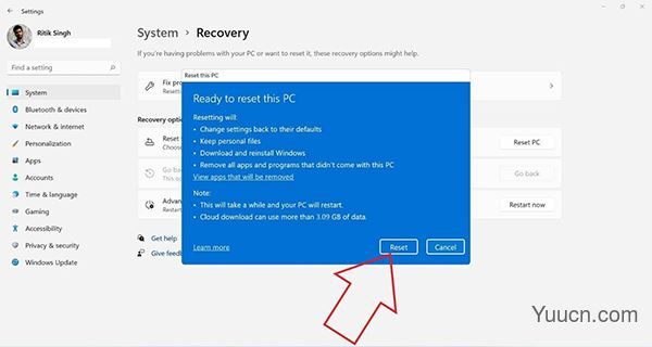 win11重置系统保留个人文件的方法步骤