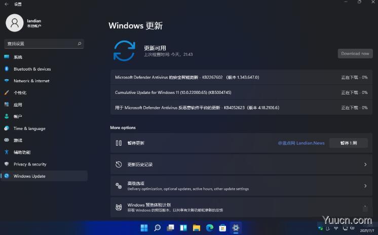 Win11 Dev Build 22000.65开发预览版推送(附更新修复已知问题汇总)