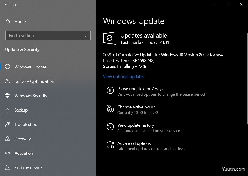 Win10版本20H2/2004 Build 19042.746/19041.746累积更新补丁KB4598242推送