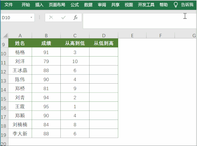 排名函数RANK 排名函数RANK