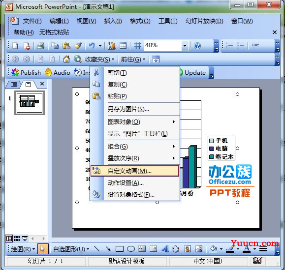 让PowerPoint2003中的数据图表活动起来