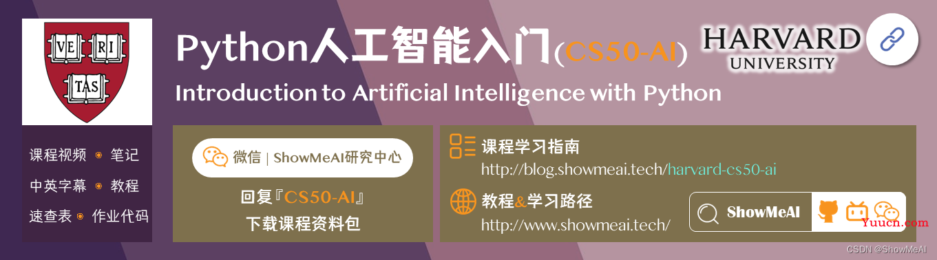全球名校AI课程库(21)| Harvard哈佛 · Python人工智能入门课程『Introduction to Artificial Intelligence with Python』 全球名校AI课程库(21)| Harvard哈佛 · Python人工智能入门课程『Introduction to Artificial Intelligence with Python』