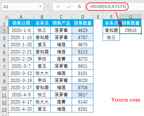 不要只会用sum,函数dsum才是最厉害的
