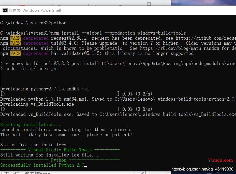 解决npm i 报错以及python安装卡住的问题