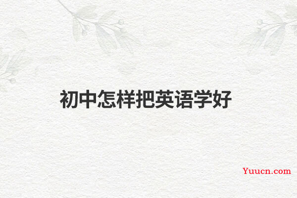 初中怎样把英语学好