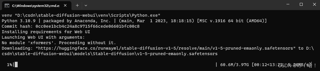 AUTOMATIC1111/stable-diffusion-webui安装教程