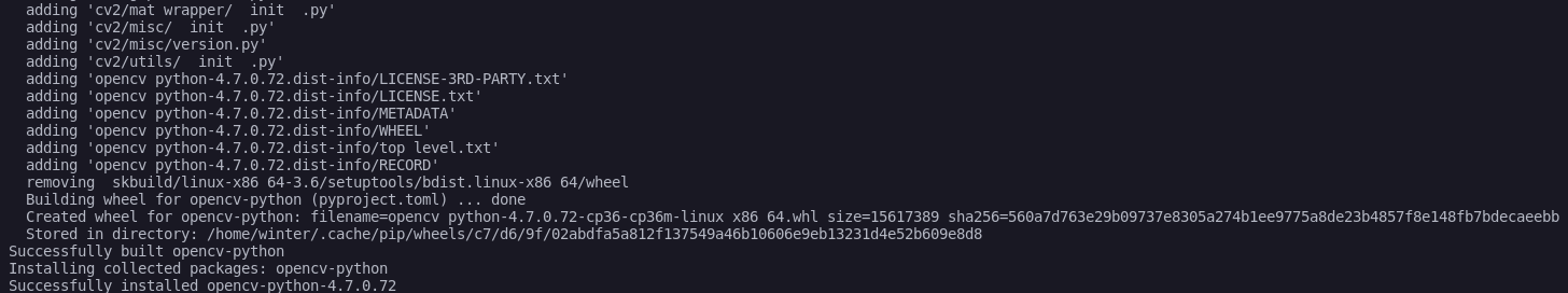 【已解决】安装cv2时Building wheel for opencv-python终端卡死