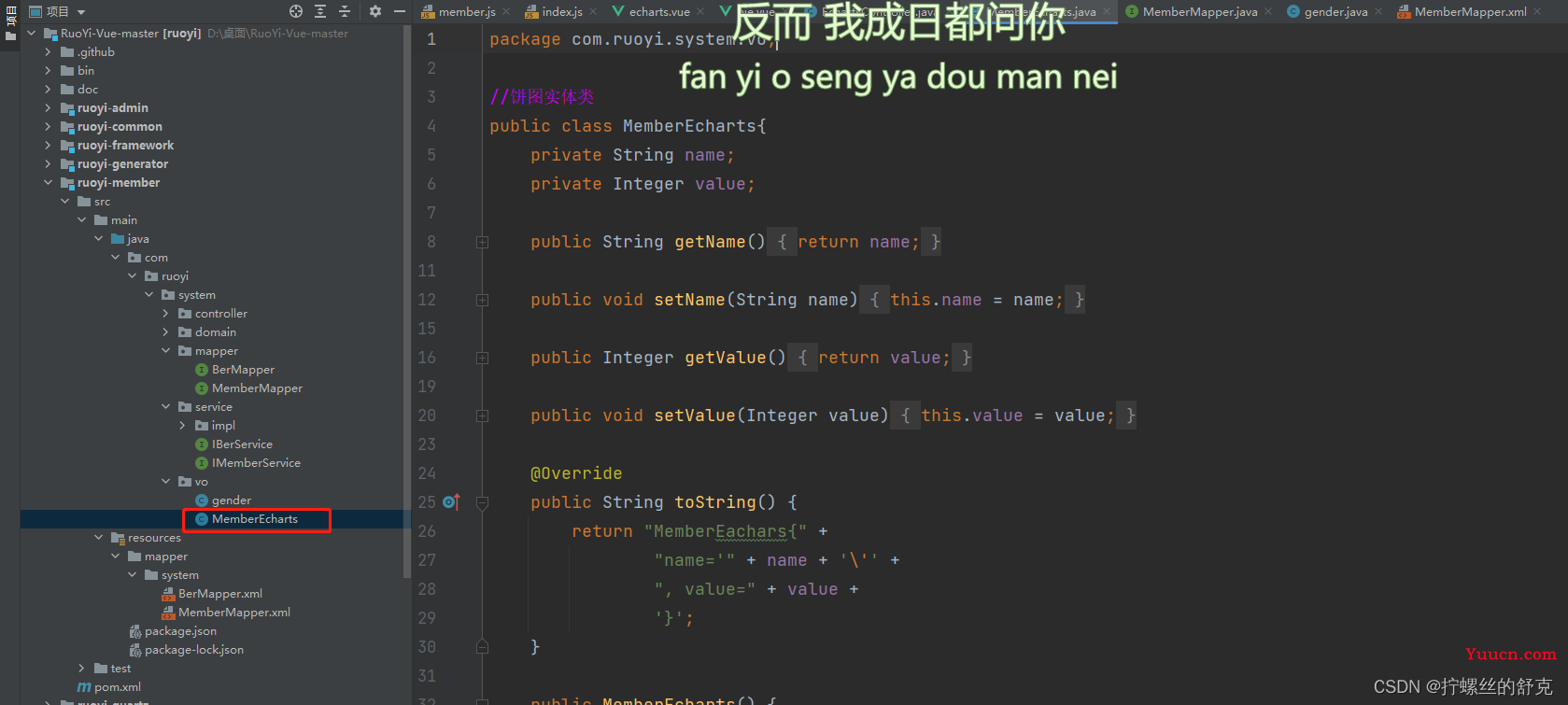 若依项目制作饼状图和柱状图