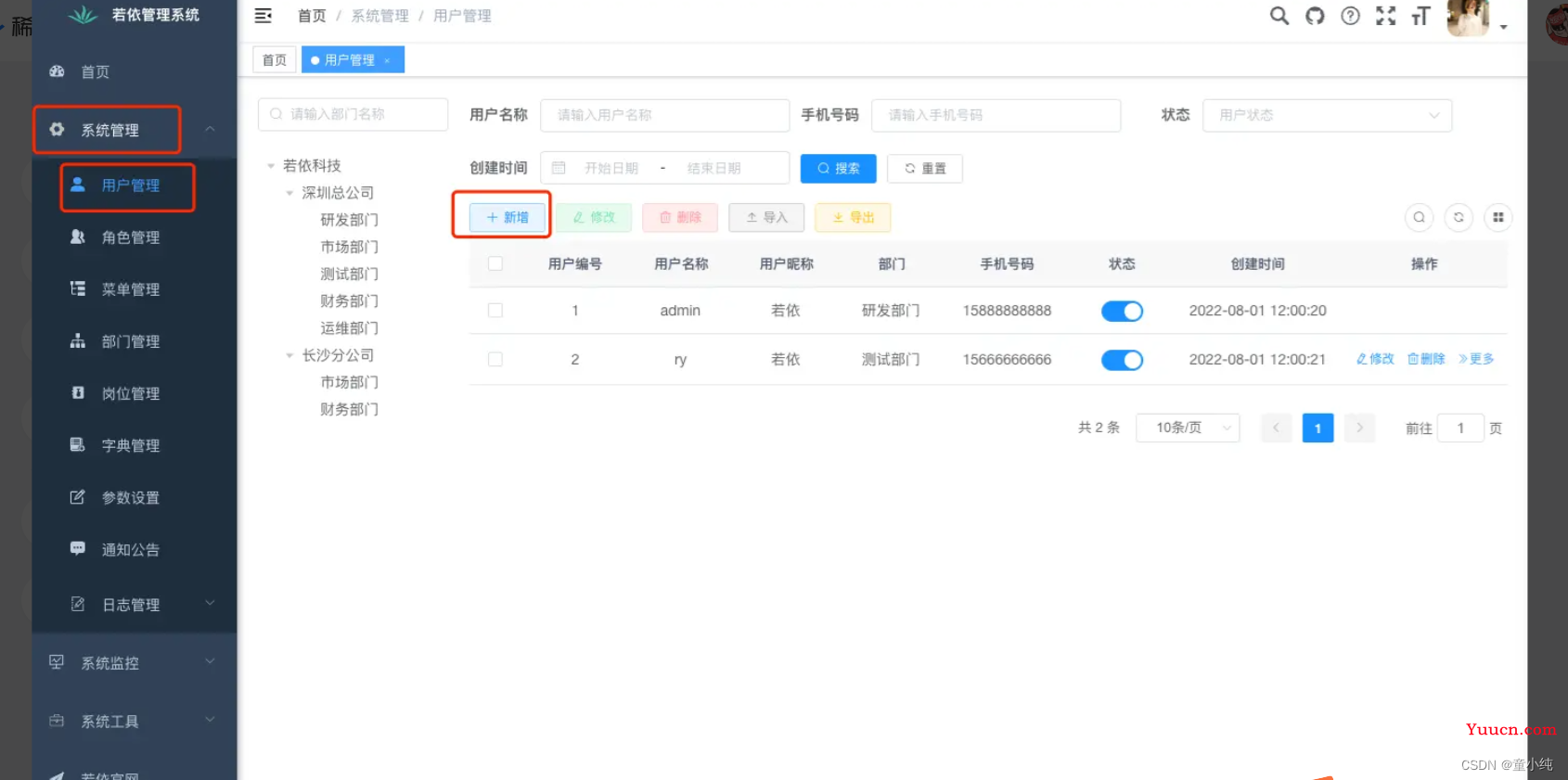 若依框架---权限管理设计