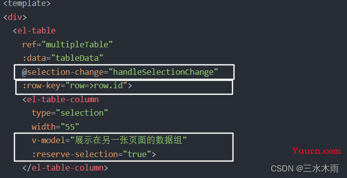 el-table（type=“selection“）多选框两种回显