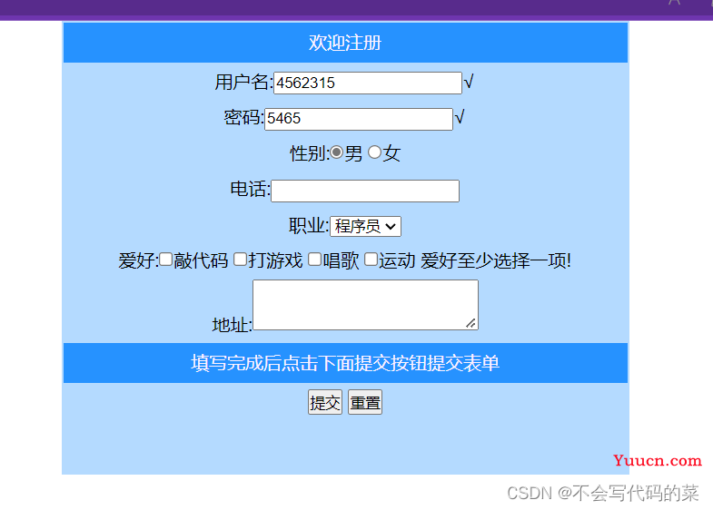 JavaScript表单验证