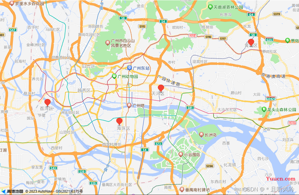 vue 高德地图添加多个点标记
