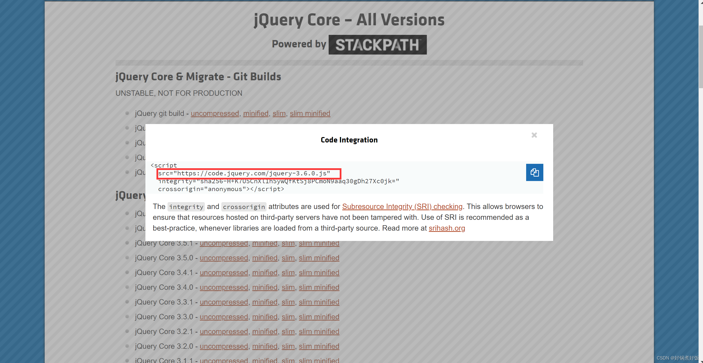关于jquery-3.6.0.js怎么下载，怎么找到自己想要的版本下载