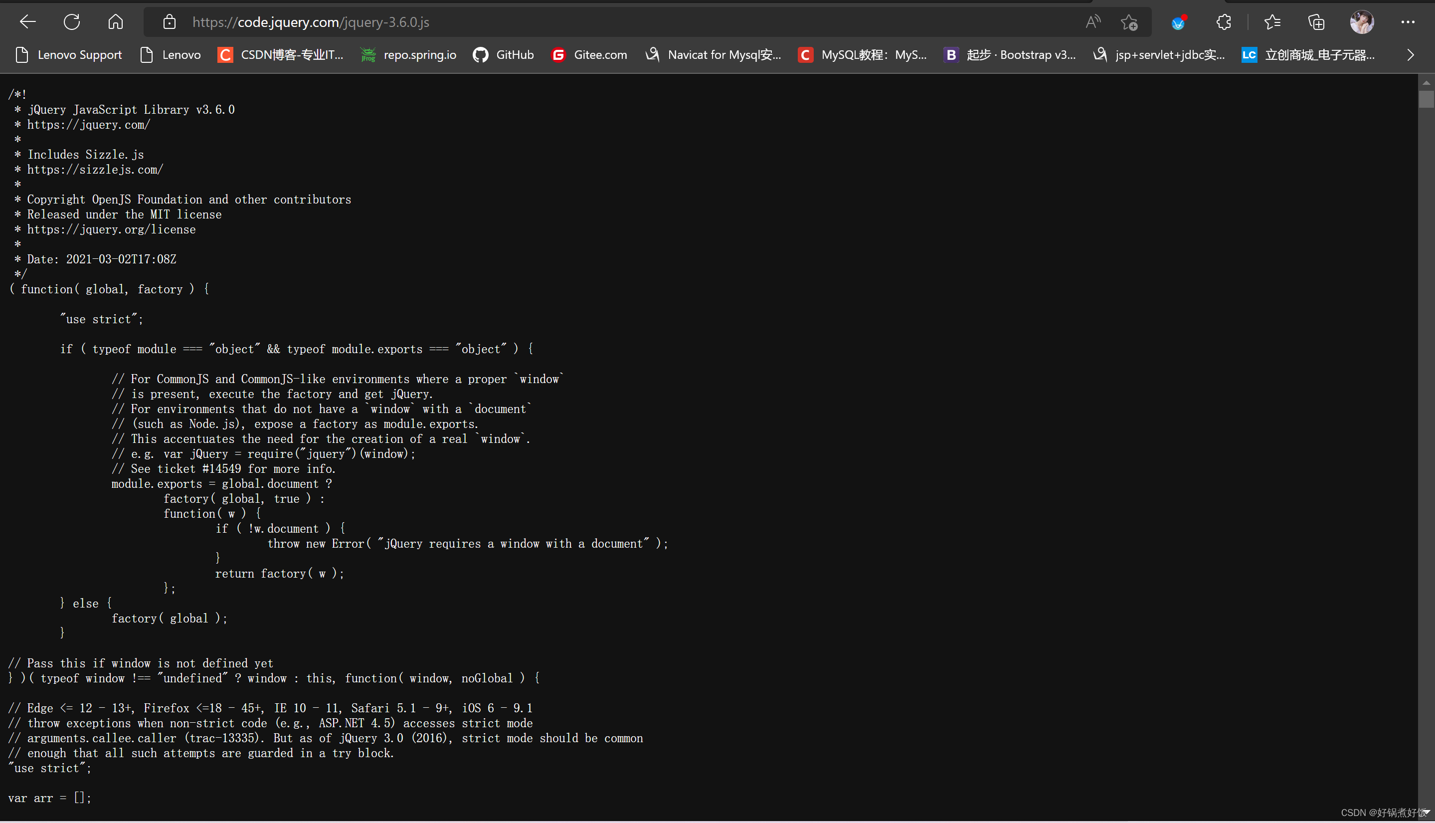 关于jquery-3.6.0.js怎么下载，怎么找到自己想要的版本下载